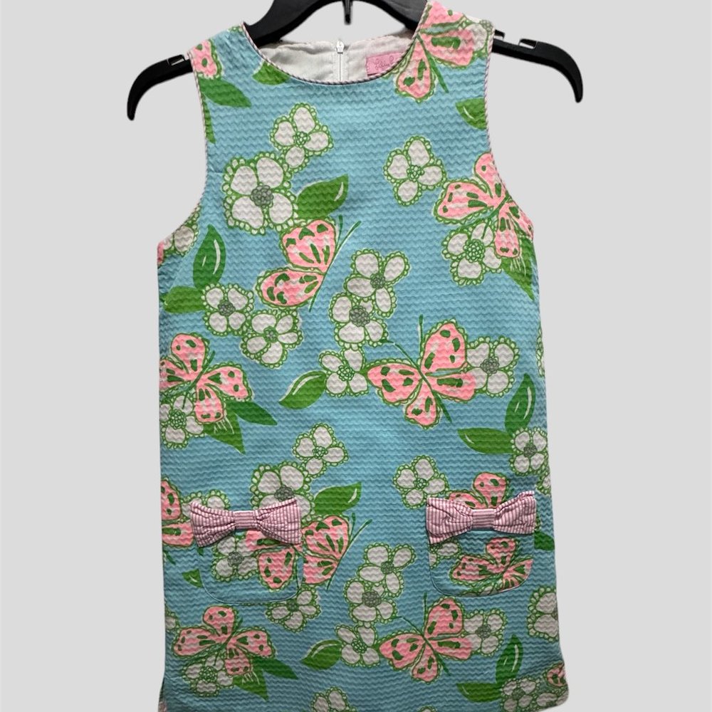 Lilly Pulitzer size 12 sleeveless aqua pique floral dress